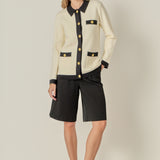 Contrast Details Knit Cardigan