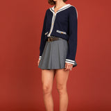Contrast Sailor Collar Cardigan