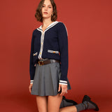 Contrast Sailor Collar Cardigan