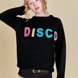 Disco Glitter Lettering Sweater