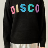 Disco Glitter Lettering Sweater