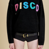 Disco Glitter Lettering Sweater
