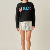 Disco Glitter Lettering Sweater