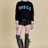 Disco Glitter Lettering Sweater