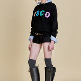 Disco Glitter Lettering Sweater