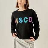 Disco Glitter Lettering Sweater