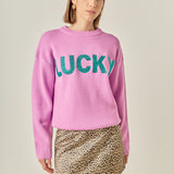 Lucky Glitter Lettering Sweater