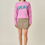 Lucky Glitter Lettering Sweater