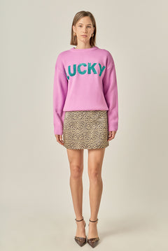 Lucky Glitter Lettering Sweater