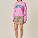 Lucky Glitter Lettering Sweater