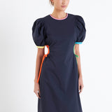 Navy Color Block Midi Dress