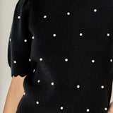 Scalloped Puff Sleeve Embellishment Knit
