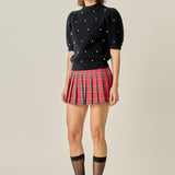 Scalloped Puff Sleeve Embellishment Knit