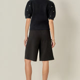 Scalloped Puff Sleeve Embellishment Knit