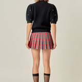 Scalloped Puff Sleeve Embellishment Knit