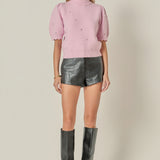 Scalloped Puff Sleeve Embellishment Knit