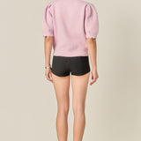 Scalloped Puff Sleeve Embellishment Knit