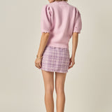Scalloped Puff Sleeve Embellishment Knit