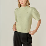 Scalloped Puff Sleeve Embellishment Knit