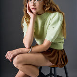 Scalloped Puff Sleeve Embellishment Knit