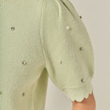 Scalloped Puff Sleeve Embellishment Knit