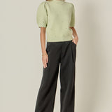 Scalloped Puff Sleeve Embellishment Knit