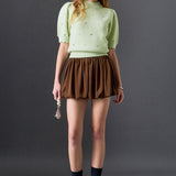 Scalloped Puff Sleeve Embellishment Knit