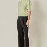 Scalloped Puff Sleeve Embellishment Knit