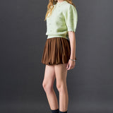 Scalloped Puff Sleeve Embellishment Knit