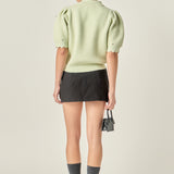 Scalloped Puff Sleeve Embellishment Knit