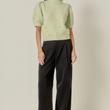 Scalloped Puff Sleeve Embellishment Knit