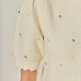 Scalloped Puff Sleeve Embellishment Knit