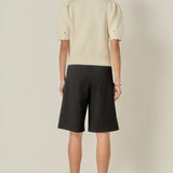 Scalloped Puff Sleeve Embellishment Knit