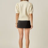 Scalloped Puff Sleeve Embellishment Knit