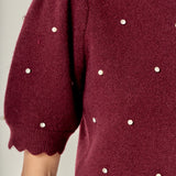 Scalloped Puff Sleeve Embellishment Knit