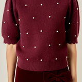 Scalloped Puff Sleeve Embellishment Knit