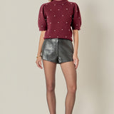 Scalloped Puff Sleeve Embellishment Knit
