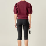 Scalloped Puff Sleeve Embellishment Knit