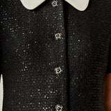 Collar Pointed Tweed Mini Dress