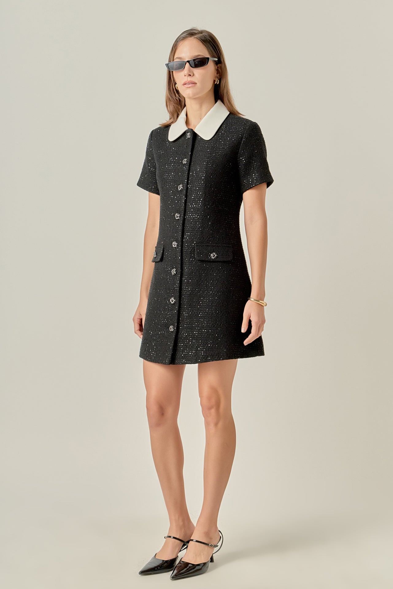 English Factory - White and Black Mini Knit Dress WHITE/BLACK / XS English Factory - White and Black Mini Knit Dress WHITE/BLACK / XS