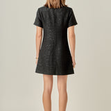 Collar Pointed Tweed Mini Dress