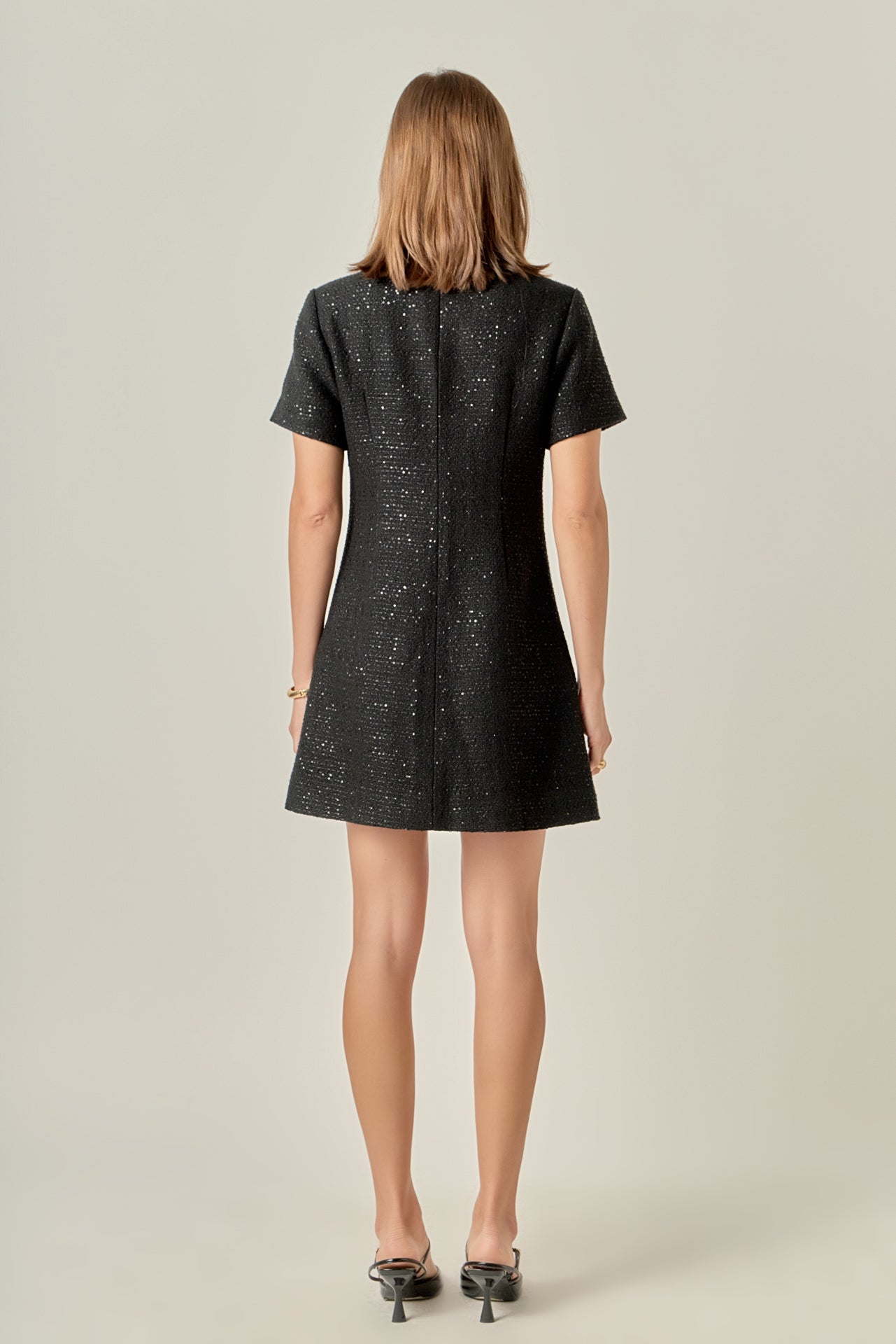 English Factory - Collar Pointed Tweed Mini Dress Black / XS English Factory - Collar Pointed Tweed Mini Dress Black / XS