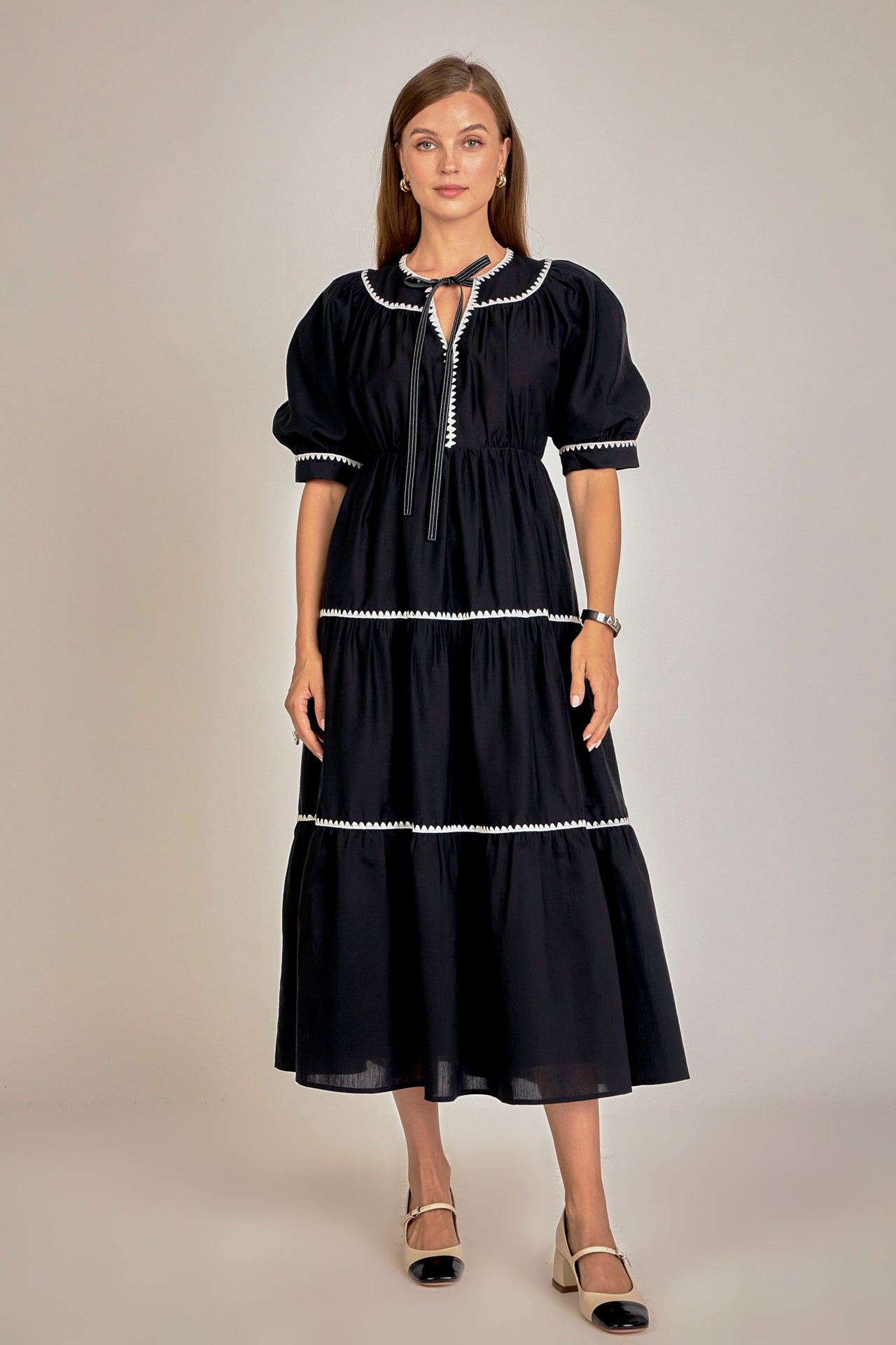 English Factory - Embroidery Midi Dress POWDER BLUE/WHITE / S English Factory - Embroidery Midi Dress POWDER BLUE/WHITE / S
