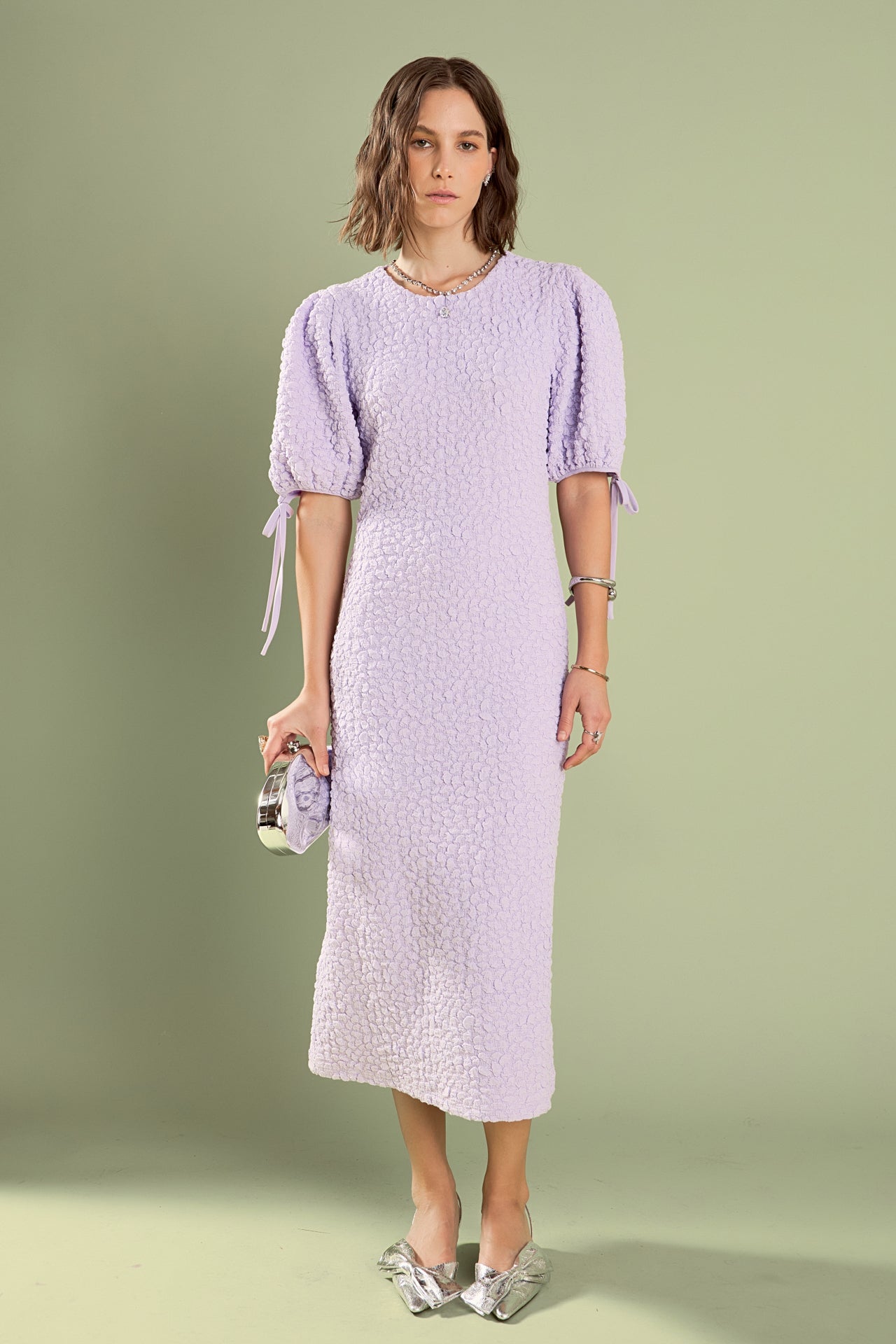 Pleated Mix Media Maxi Dress English Factory Pleated Mix Media Maxi Dress English Factory