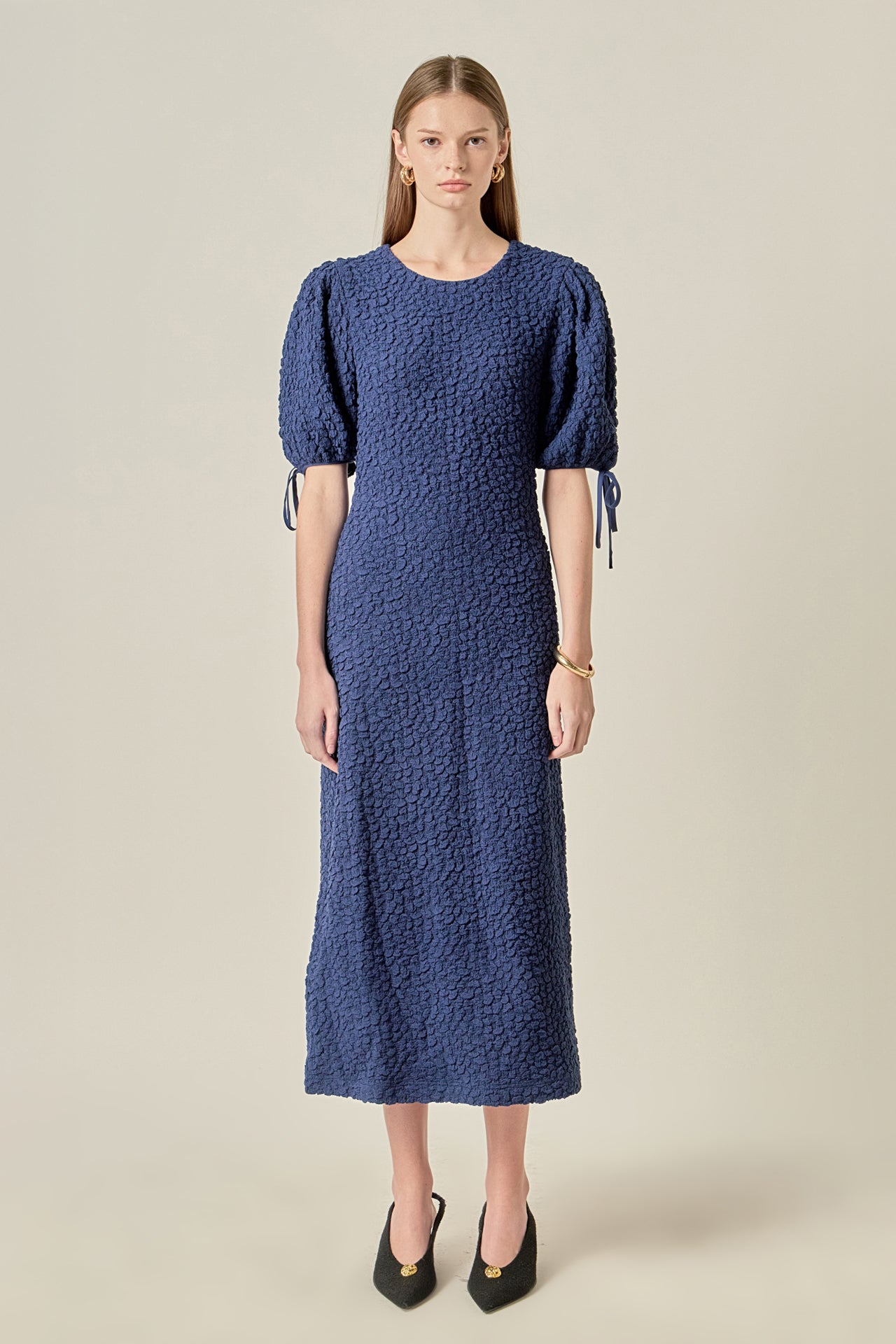 Pleated Mix Media Maxi Dress English Factory Pleated Mix Media Maxi Dress English Factory