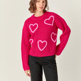 Heart Embroidery Knit Top