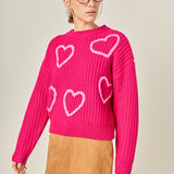 Heart Embroidery Knit Top