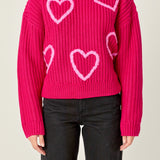 Heart Embroidery Knit Top