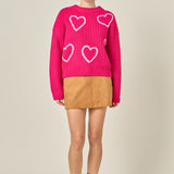 Heart Embroidery Knit Top