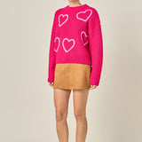 Heart Embroidery Knit Top